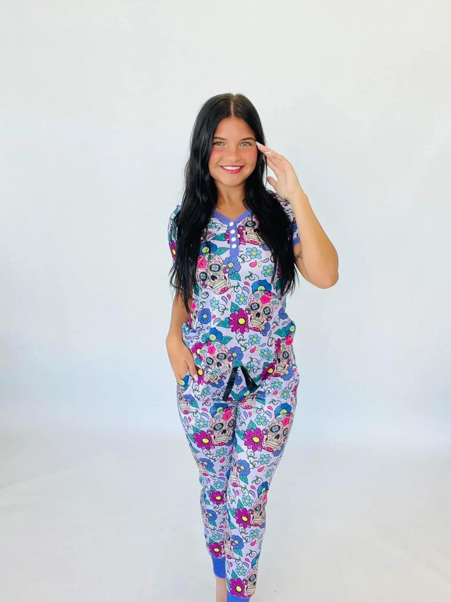 Halloween Short Sleeve Pajama Set In Three Colors