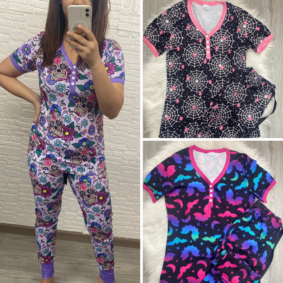 Halloween Short Sleeve Pajama Set In Three Colors