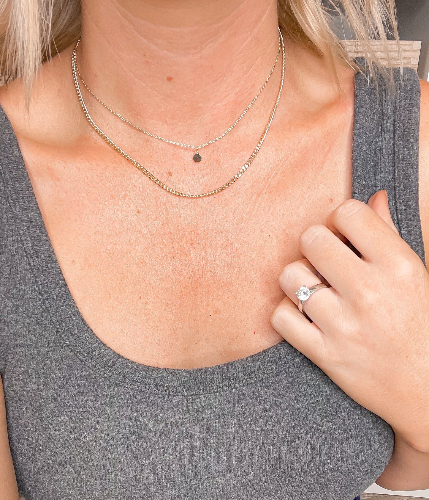 Carla Layered Coin Necklace (Silver and Gold)
