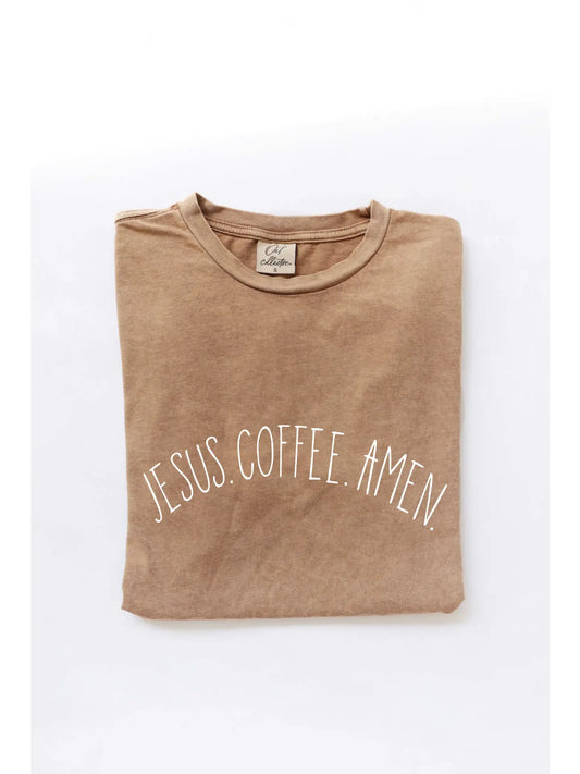 Jesus Coffee Amen Mineral Washed Graphic Top