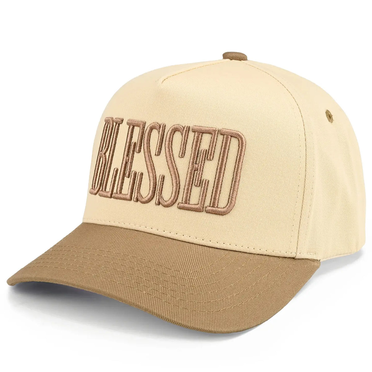 Blessed Letter Embroidered Two Tone Trucker Cap