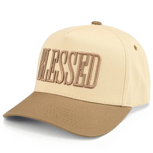 Blessed Letter Embroidered Two Tone Trucker Cap