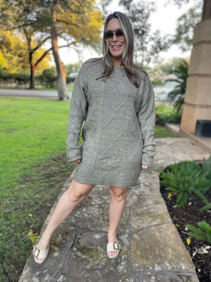 PREORDER: So Delightful Cable Knit Sweater Dress in Four Colors