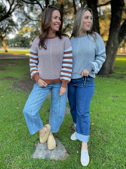 PREORDER: Aspen Striped Sleeve Sweater in Four Colors