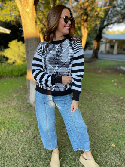 PREORDER: Aspen Striped Sleeve Sweater in Four Colors