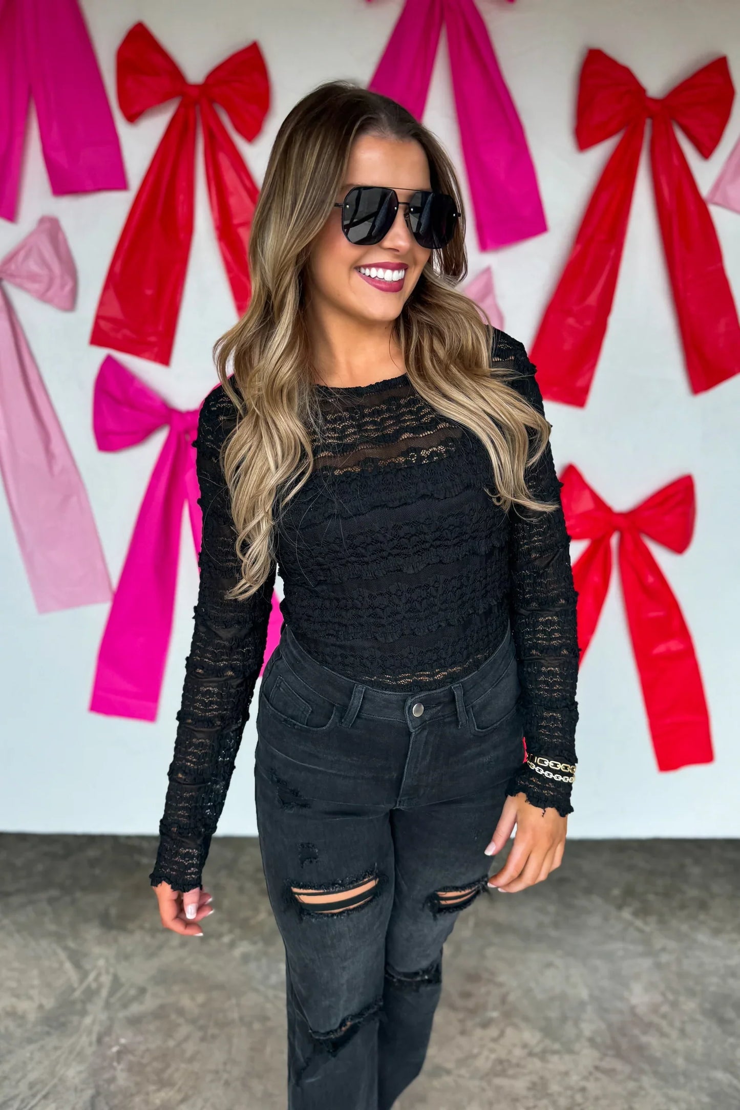 PREORDER: Long Sleeve Rosalie Lace Top