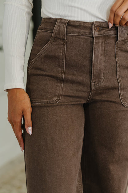 Andy High Waist Retro Wide Yarn Dyed Front Patch Pkts