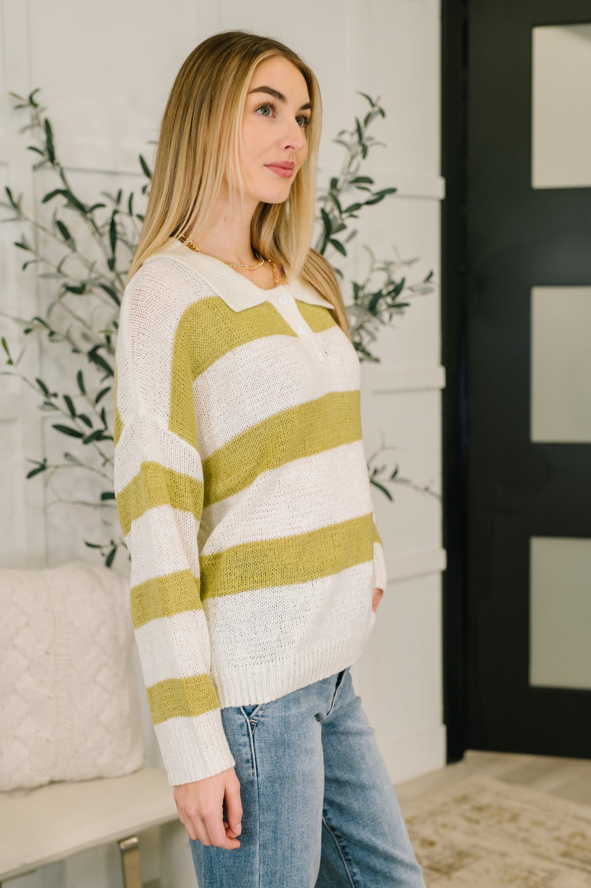 As Long As You're Mine Loose Knit Collared Top