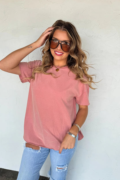 PREORDER: Joey Washed Cotton Boyfriend Tee Fall Colors