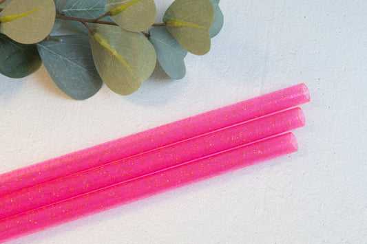 Hot Pink Glitter 40oz Reusable Straw