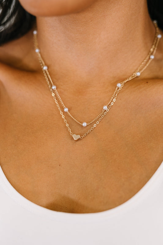 Heart of Gold Pendant Necklace Layered Set in Gold