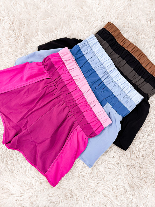 Multi Color Blocked Active Wear Shorts