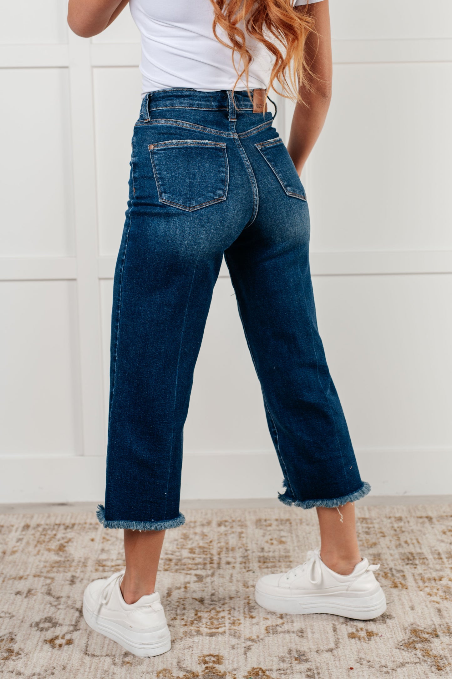 Janice High Rise Button Fly Wide Leg Crop Jeans