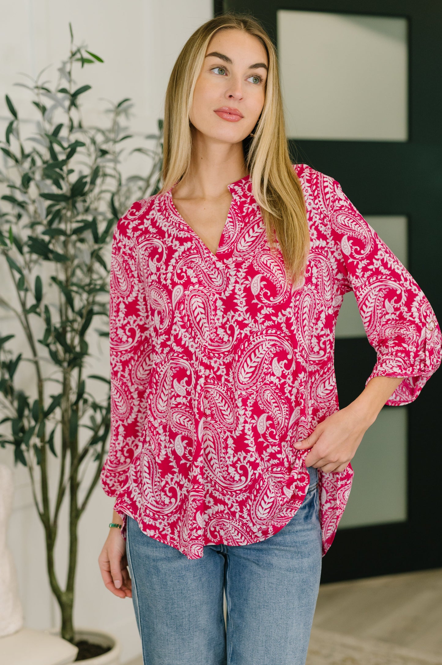 Lizzy Top in Pink Paisley