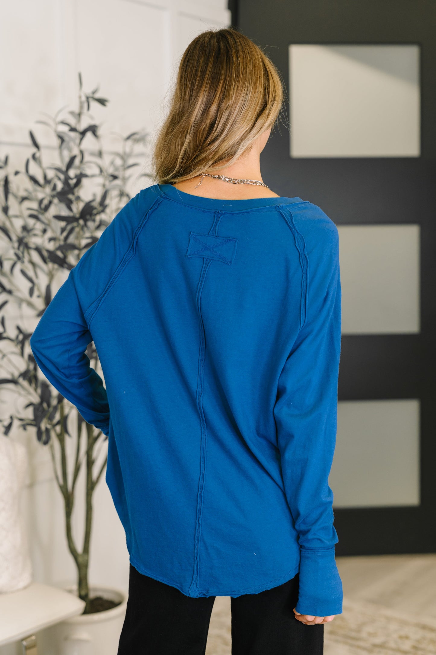 Nice to Each Other Raglan Sleeve Top in Classic Blue