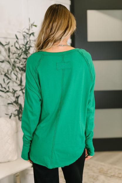 Nice to Each Other Raglan Sleeve Top in Kelly Green