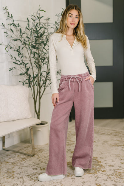 Nights Like This High Waist Palazzo Sweats in Light Rose