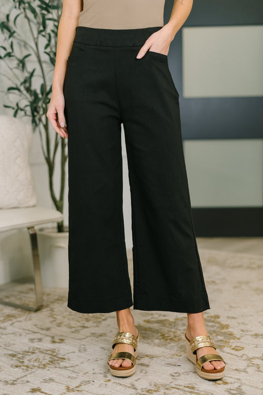 Only Pair High Waisted Wide Leg Bottoms in Black