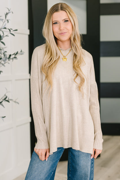 Running Late Hooded Long Sleeve in Beige