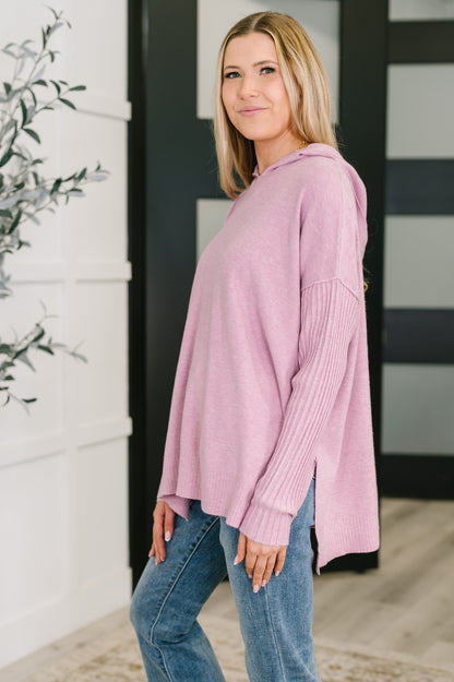 Running Late Hooded Long Sleeve in Mauve