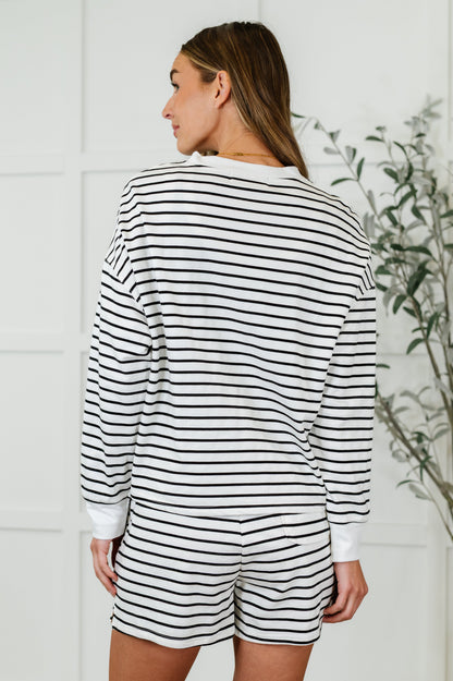 Situationally Sound Striped Long Sleeve Top and Shorts Set