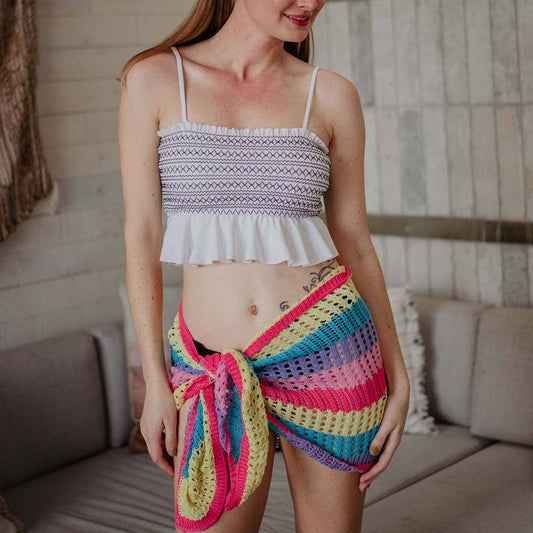 Yellow/Blue/Purple/Pink Crochet Coverup Sarong Wrap