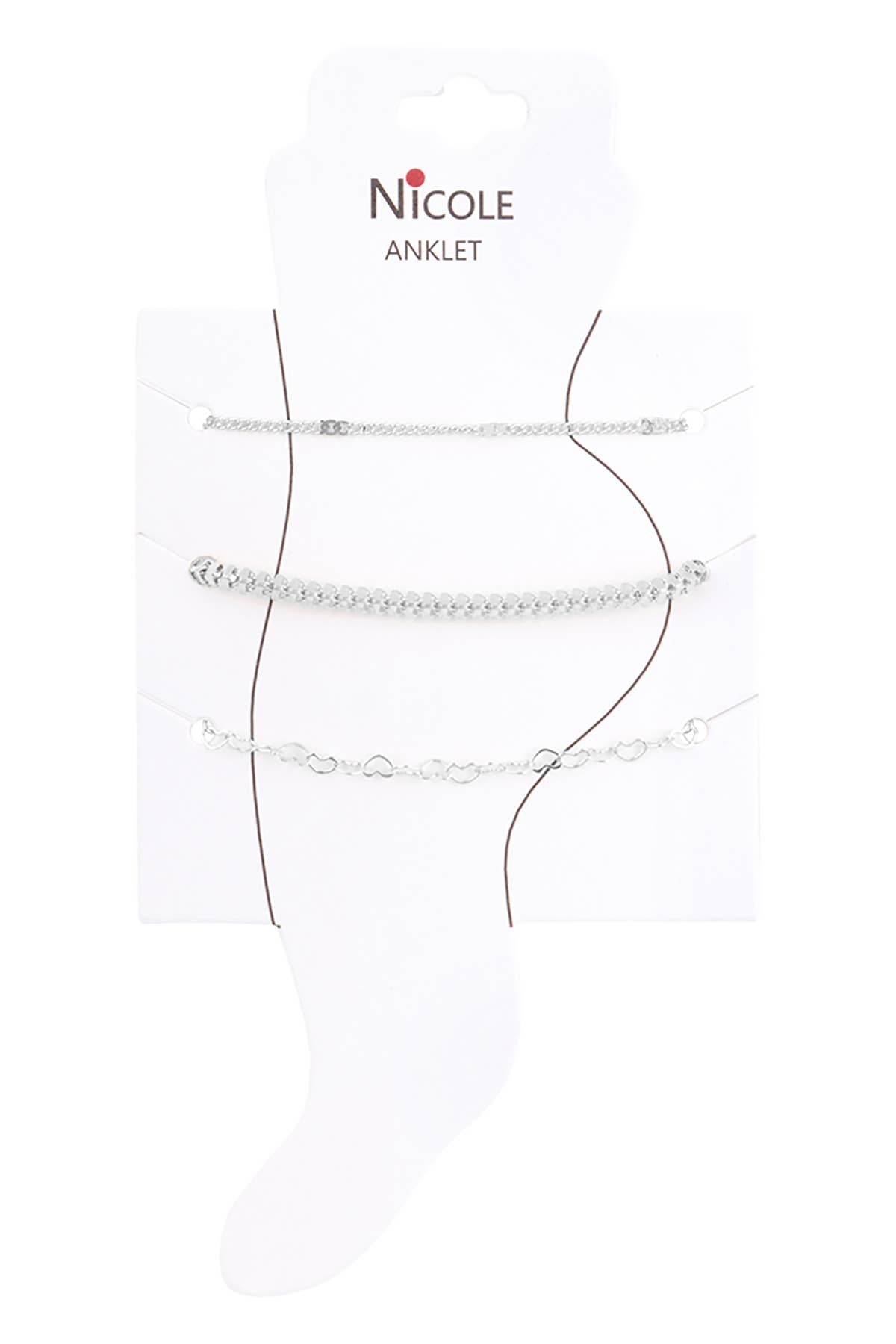 HEART Chain 3 Layered Charm Anklet