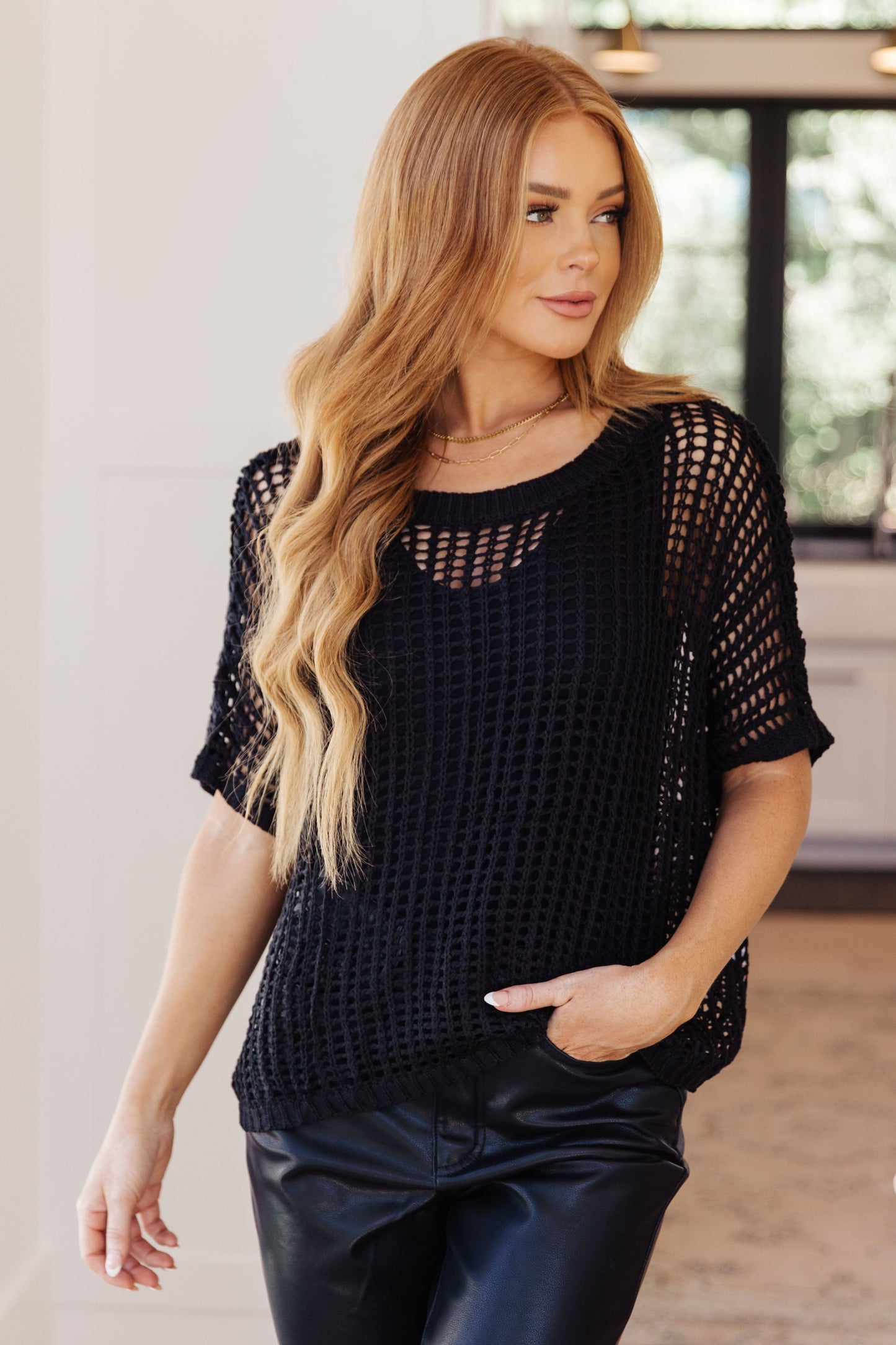 Coastal Dreams Fishnet Top in Black