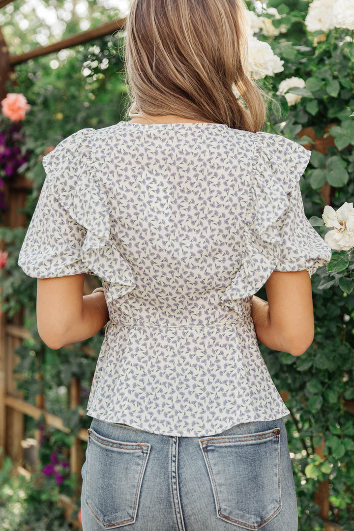 Folksong Floral Top in Periwinkle