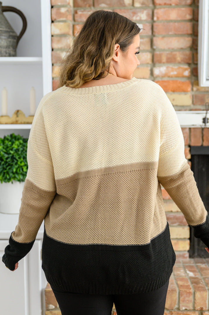 Hudson Color Block Sweater In Natural