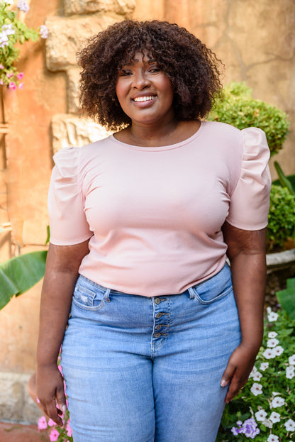 Rock On Puff Sleeve Top in Blush