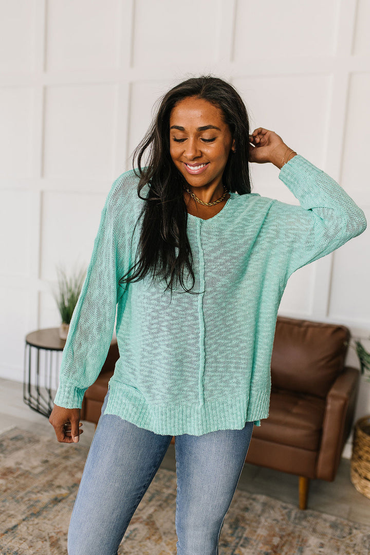 Relax With Me Knit Top in Aqua