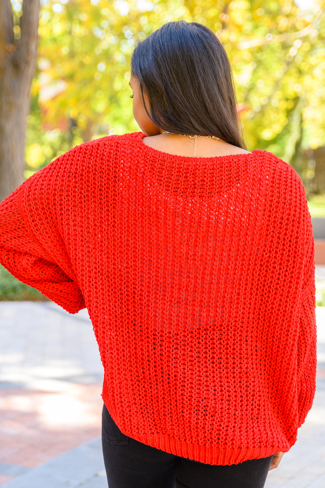 Seasonal Shift Long Sleeve Knit Sweater In Red